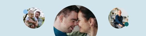 Kollage av personer i hemmiljö, Nordic Rare Disease Summit 2025.